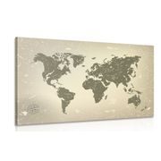 CANVAS PRINT OLD MAP OF THE WORLD ON AN ABSTRACT BACKGROUND - PICTURES OF MAPS - PICTURES