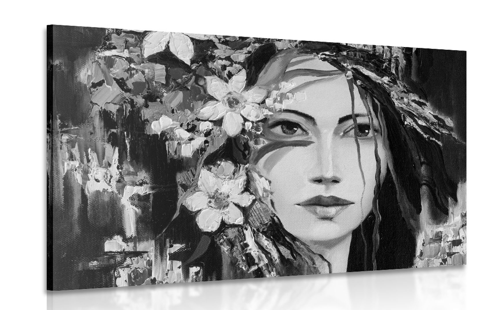 Quadro astratto Double Face quadro bianco nero ragazza Wall Art