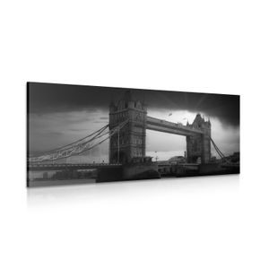 КАРТИНА НА ПЛАТНО – ЗАЛЕЗ НАД ТАУЪР БРИДЖ В ЧЕРНО-БЯЛ ВАРИАНТ - ЧЕРНО-БЕЛИ КАРТИНИ - КАРТИНИ