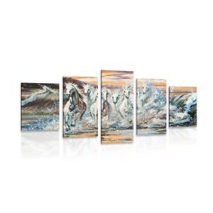 5-DÍLNÝ OBRAZ KONĚ TVOŘENY VODOU - OBRAZY ZVÍŘAT - OBRAZY