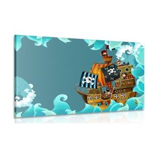 CANVAS PRINT PIRATE SHIP AT SEA - CHILDRENS PICTURES - PICTURES