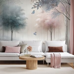 SAMOLEPÍCÍ TAPETA JEMNÝ LESNÍ SEN S MOTÝLY - WALLPAPERS FOREST - WALLPAPERS