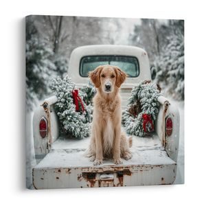 QUADRO SU TELA NATALIZIO – CANE CARINO IN POSA - QUADRI NATALIZI E INVERNALI - STAMPE E QUADRI