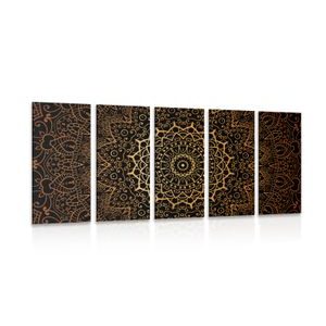 5-TEILIGES WANDBILD VINTAGE-MANDALA IM INDISCHEN STIL - BILDER MIT FENG SHUI-MOTIVEN - BILDER