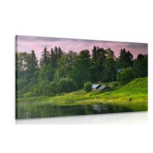 WANDBILD MÄRCHENHAFTE HÄUSER AM FLUSS - BILDER VON NATUR UND LANDSCHAFT - BILDER