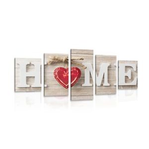 5-dílný obraz s nápisem Home