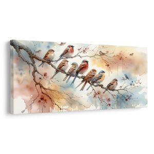 OBRAZ BAREVNÍ PTÁČCI NA VĚTVI - PICURES BIRDS - PICTURES