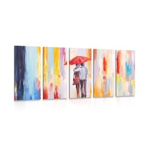 5-PIECE CANVAS PRINT WALK IN THE RAIN - PICTURES LOVE - PICTURES