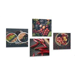 CANVAS PRINT SET DELICIOUS SNACKS - SET OF PICTURES - PICTURES