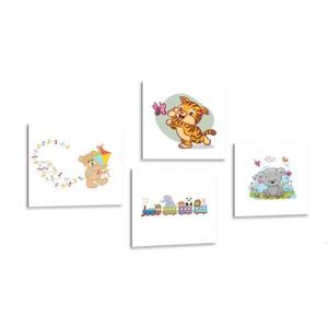 CANVAS PRINT SET COLORFUL ANIMALS - SET OF PICTURES - PICTURES