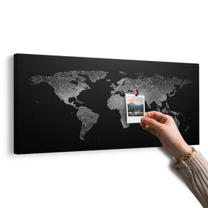 OBRAZ NA KORKU NOČNÍ ČERNOBÍLÁ MAPA SVĚTA - OBRAZY NA KORKU - OBRAZY