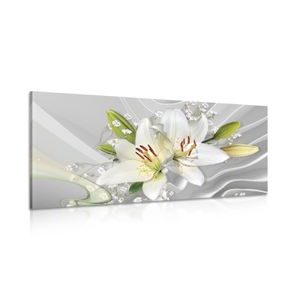 CANVAS PRINT WHITE LILY ON AN INTERESTING BACKGROUND - PICTURES FLOWERS - PICTURES