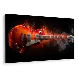 OBRAZ ELEKTRICKÁ GITARA V PLAMEŇOCH - HUDOBNÉ OBRAZY - OBRAZY