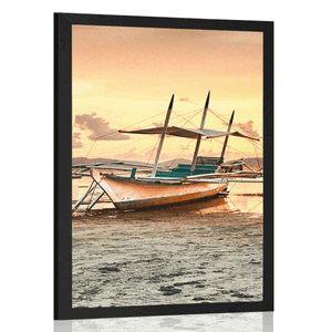 AFFICHE BATEAU AU COUCHER DU SOLEIL - NATURE - AFFICHES