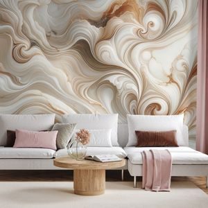 SAMOLEPÍCÍ TAPETA HNĚDÉ ABSTRAKTNÍ VLNY - MRAMOROVÉ TAPETY - TAPETY