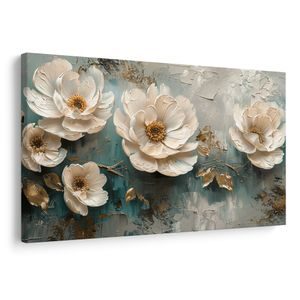 TABLEAU SUR TOILE – ÉLÉGANCE FLORALE EN OR - TABLEAUX DE FLEURS - TABLEAUX