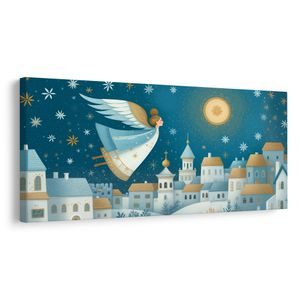 OBRAZ VÁNOČNÍ KRAJINA S ANDĚLEM - VÁNOČNÍ A ZIMNÍ OBRAZY - PICTURES