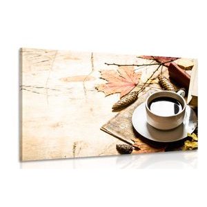 QUADRO TAZZA DI CAFFÈ IN AUTUNNO - QUADRI DI CIBI E BEVANDE - QUADRI