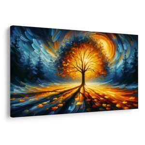 WANDBILD LEBENSBAUM INMITTEN EINES DUNKLEN WALDES - BILDER BÄUME UND LAUB - BILDER