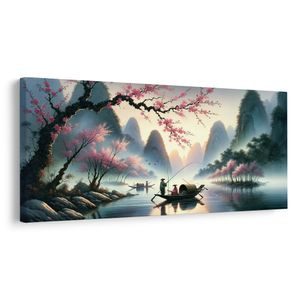 OBRAZ RYBÁŘI V HORÁCH PŘI ÚSVITU - PICTURES LAKES - PICTURES