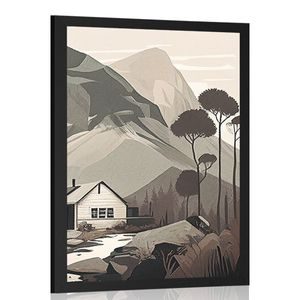 POSTER SKANDINAVISCHE HÜTTE IN DEN BERGEN - POSTER - 🔥 TOTALAUSVERKAUF 🔥