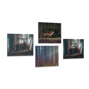 CANVAS PRINT SET MAGIC OF FOREST ANIMALS - SET OF PICTURES - PICTURES