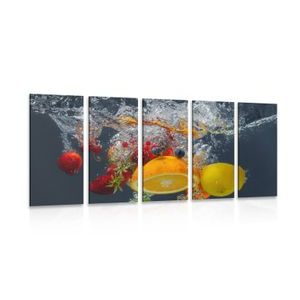 IMPRESSION SUR TOILE EN 5 PARTIES FRUITS DANS L'EAU - IMPRESSIONS SUR TOILE NOURRITURE ET BOISSON - IMPRESSION SUR TOILE