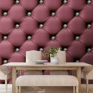 WALLPAPER BURGUNDY LEATHER ELEGANCE - WALLPAPERS WITH IMITATION OF LEATHER - WALLPAPERS