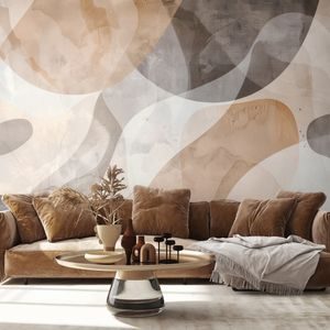 TAPETA ABSTRAKCYJNE BEŻOWE I SZARE KSZTAŁTY - TAPETY ABSTRAKCYJNE - TAPETY
