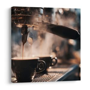 CANVAS SCHILDERIJ ESPRESSO IN CAFÉ - SCHILDERIJEN ETEN EN DRINKEN - SCHILDERIJEN