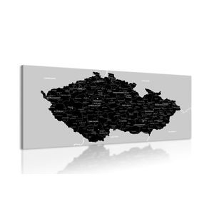 TABLEAU SUR TOILE – CARTE NOIRE ET GRISE MODERNE DE LA TCHÉQUIE - CARTES MURALES - TABLEAUX