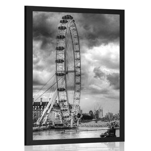 Plakát jedinečný Londýn a řeka Temže v černobílém provedení