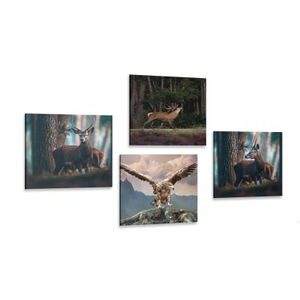 CANVAS PRINT SET BEAUTY OF FOREST ANIMALS - SET OF PICTURES - PICTURES