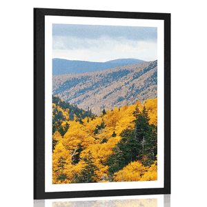 POSTER MIT PASSEPARTOUT BLICK AUF MAJESTÄTISCHE BERGE - NATUR - POSTER