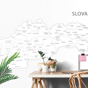 SELBSTKLEBENDE TAPETE KARTE DER SLOWAKEI IN SCHWARZ-WEISS - SELBSTKLEBENDE TAPETEN - TAPETEN