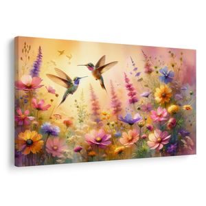 TABLOU COLIBRI ȘI FLORI - TABLOURI PĂSĂRI - TABLOURI