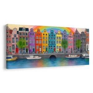 OBRAZ BAREVNÉ DOMY POD DUHOU - BAREVNÉ DOMY - PICTURES