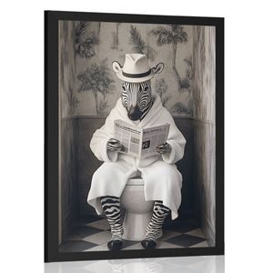 PLAKAT ZEBRA S NOVINAMA NA WC-U - ŽIRAFE I ZEBRE - PLAKATI
