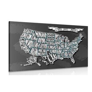 OBRAZ MODERNÍ MAPA USA - OBRAZY MAPY - OBRAZY