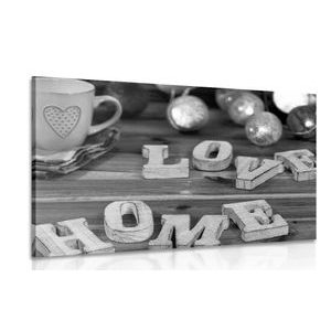 CANVAS PRINT HARMONIOUS HOME IN BLACK AND WHITE - BLACK AND WHITE PICTURES - PICTURES