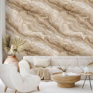 PAPIER PEINT – MOTIF MARBRE BEIGE NATUREL - PAPIERS PEINTS EN MARBRE - PAPIERS PEINTS PANORAMIQUES