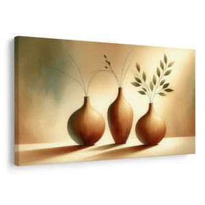 WANDBILD DREI VASEN IM WARMEN LICHT - BOTANISCHE BILDER - BILDER