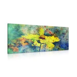 CANVAS PRINT YELLOW FLOWER WITH A VINTAGE TOUCH - VINTAGE AND RETRO PICTURES - PICTURES