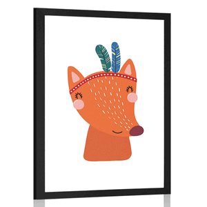 Plakát s paspartou roztomilá liška s peříčky
