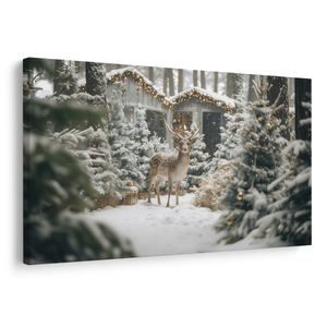 OBRAZ VÁNOČNÍ JELEN V LESE - VÁNOČNÍ A ZIMNÍ OBRAZY - OBRAZY