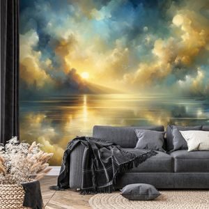 TAPETA ZLATNO SUNCE IZNAD PLAVE POVRŠINE - TAPETE IZLAZAK I ZALAZAK SUNCA - TAPETE