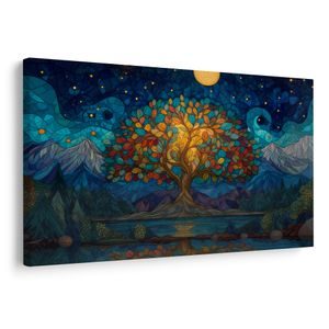 WANDBILD BAUM DES LEBENS UNTER STERNEN - BILDER BÄUME DES LEBENS - BILDER