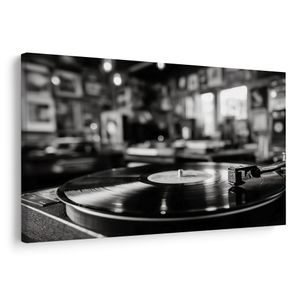 КАРТИНА НА ПЛАТНО – РЕТРО ГРАМОФОН В ИНТЕРИОРА - ВИНТИДЖ И РЕТРО КАРТИНИ - КАРТИНИ
