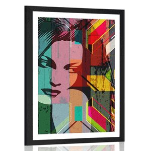 Plakát s paspartou portrét ženy na barevném pozadí
