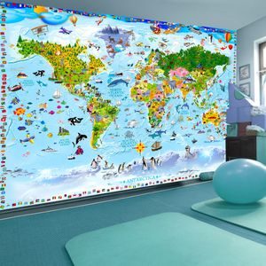 Self adhesive wallpaper map with children's motif